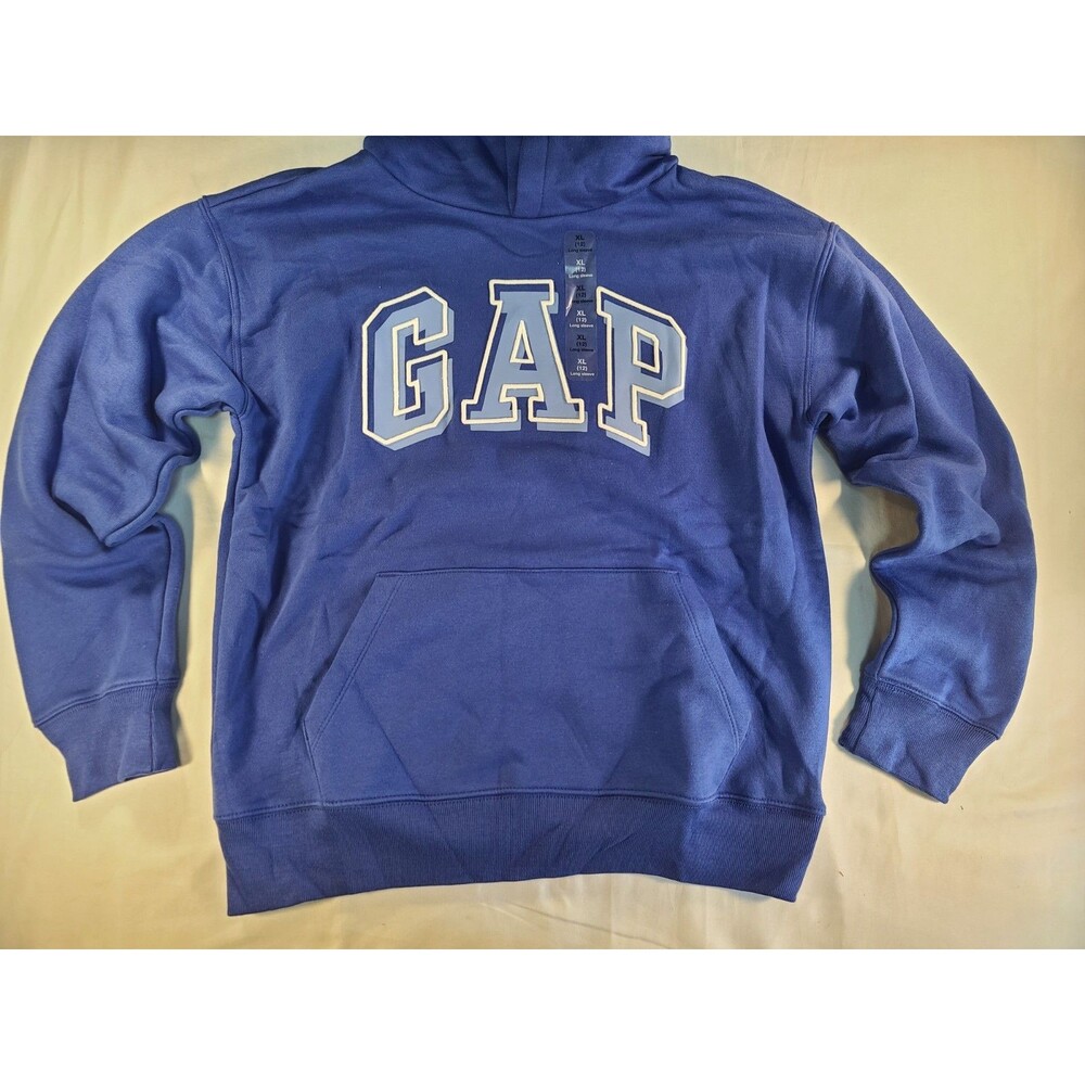GAP Kids Boys Size XL 12 Blue Logo Pullover Hoodie NWT